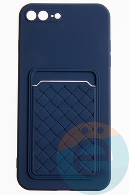 Накладка силиконовая плетеная с кардхолдером для Apple iPhone 7/8 Plus синяя - фото 52046