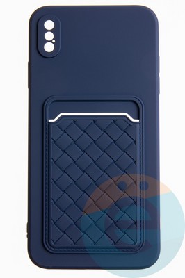 Накладка силиконовая плетеная с кардхолдером для Apple iPhone XS Max синяя - фото 52126