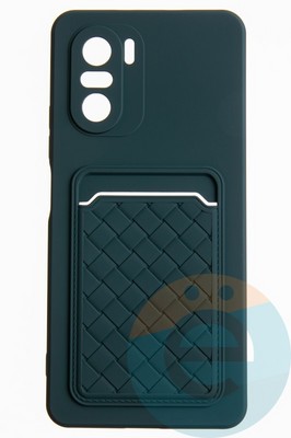Накладка силиконовая плетеная с кардхолдером для Poco F3/Redmi K40 зеленая - фото 52134