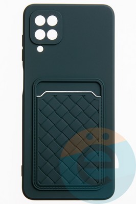 Накладка силиконовая плетеная с кардхолдером для Samsung Galaxy A12 зеленая - фото 52170