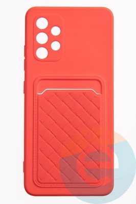 Накладка силиконовая плетеная с кардхолдером для Samsung Galaxy A32 красная - фото 52194