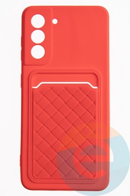 Накладка силиконовая плетеная с кардхолдером для Samsung Galaxy S21 красная - фото 52294