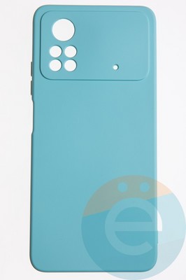 Накладка Silicone Cover (без логотипа, с защитой камеры) для Poco X4 Pro бирюзовая - фото 52600