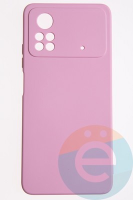 Накладка Silicone Cover (без логотипа, с защитой камеры) для Poco X4 Pro розовая - фото 52620