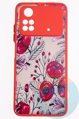 Накладка пластиковая с картинкой для Poco M4 Pro 4G красная - фото 52747