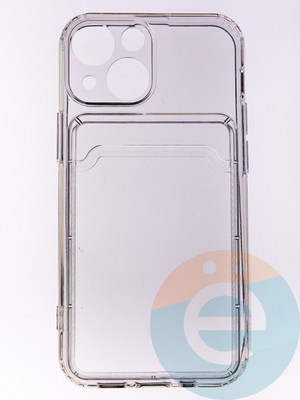Накладка силиконовая с кармашком для Apple iPhone 13 Mini прозрачная - фото 52931