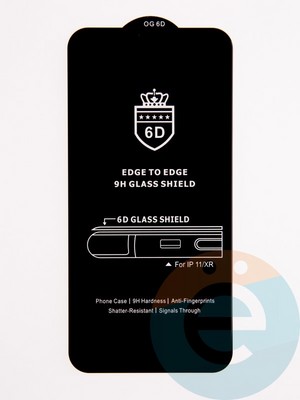 Защитное стекло 6D с полной проклейкой на Apple IPhone 11/Xr черное - фото 53635