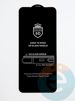 Защитное стекло 6D с полной проклейкой на Xiaomi Redmi Note 8T черное - фото 53642