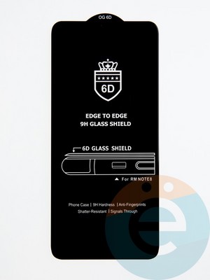 Защитное стекло 6D с полной проклейкой на Xiaomi Redmi Note 8 черное - фото 53643