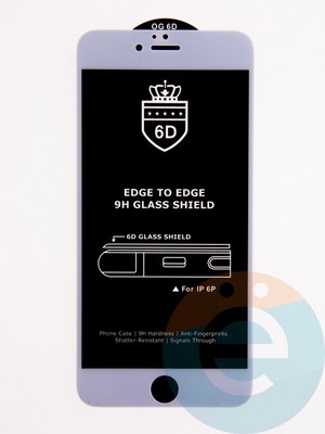 Защитное стекло 6D с полной проклейкой на Apple IPhone 6/6s Plus белое - фото 53649