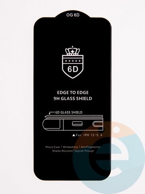 Защитное стекло 6D с полной проклейкой на Apple IPhone 12 Mini черное - фото 53656