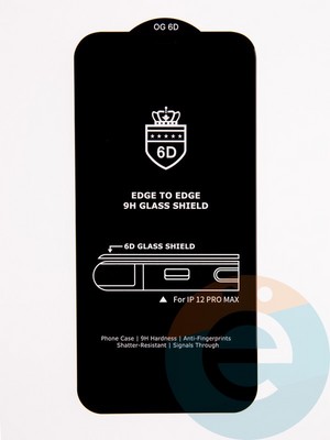 Защитное стекло 6D с полной проклейкой на Apple IPhone 12 Pro Max черное - фото 53657