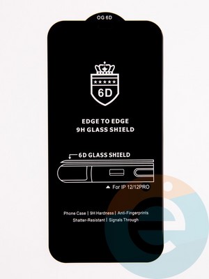 Защитное стекло 6D с полной проклейкой на Apple IPhone 12/12 Pro черное - фото 53658