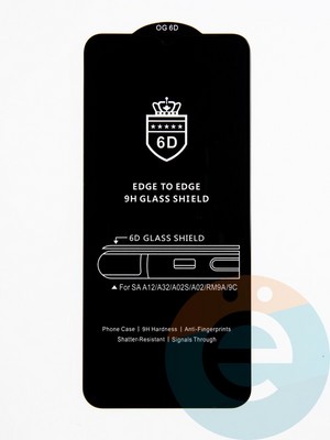 Защитное стекло 6D с полной проклейкой на Samsung Galaxy A12/A03S/A03 Core черное - фото 53661