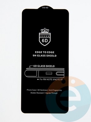 Защитное стекло 6D с полной проклейкой на Xiaomi Redmi Note 9 черное - фото 53667