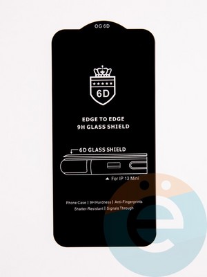 Защитное стекло 6D с полной проклейкой на Apple IPhone 13 mini черное - фото 53676