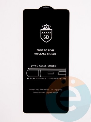 Защитное стекло 6D с полной проклейкой на Xiaomi Redmi Note 10 /Note 10S/Note 11E черное - фото 53680