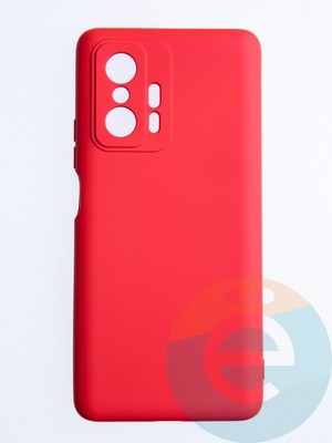 Накладка Silicone Cover (без логотипа, с защитой камеры) для Xiaomi Mi 11T красная - фото 53693