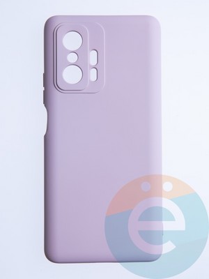 Накладка Silicone Cover (без логотипа, с защитой камеры) для Xiaomi Mi 11T пудровая - фото 53701