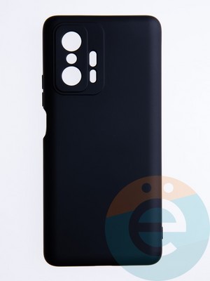 Накладка Silicone Cover (без логотипа, с защитой камеры) для Xiaomi Mi 11T черная - фото 53717
