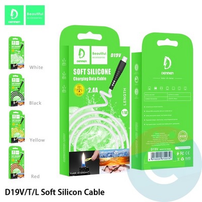 USB кабель Denmen D19V на Micro USB 2.4A 1м белый - фото 54577