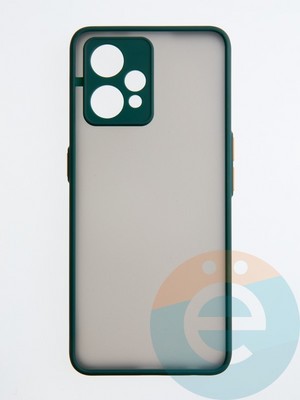 Накладка пластиковая с силиконовой окантовкой с защищенной камерой для Realme 9 4G зеленая - фото 54467
