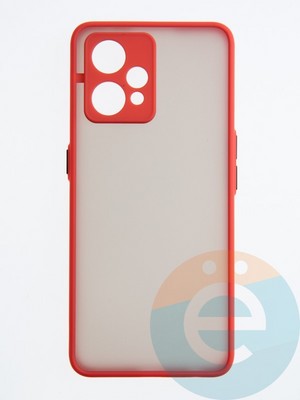 Накладка пластиковая с силиконовой окантовкой с защищенной камерой для Realme 9 4G красная - фото 54470