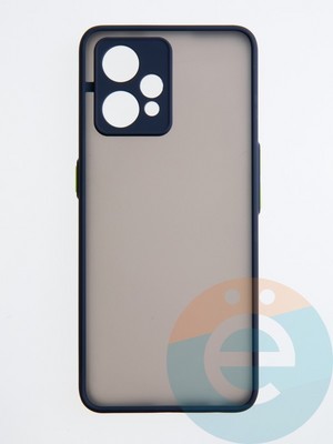 Накладка пластиковая с силиконовой окантовкой с защищенной камерой для Realme 9 4G синяя - фото 54473