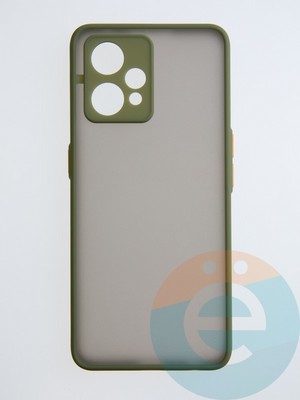 Накладка пластиковая с силиконовой окантовкой с защищенной камерой для Realme 9 4G хаки - фото 54475