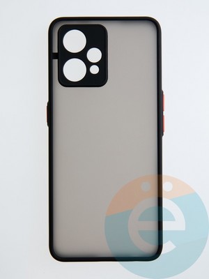 Накладка пластиковая с силиконовой окантовкой с защищенной камерой для Realme 9 4G черная - фото 54478