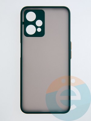 Накладка пластиковая с силиконовой окантовкой с защищенной камерой для Realme 9 Pro зеленая - фото 54481