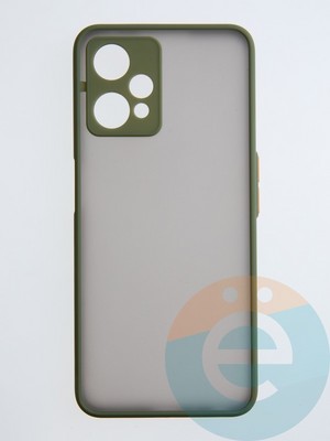 Накладка пластиковая с силиконовой окантовкой с защищенной камерой для Realme 9 Pro хаки - фото 54490