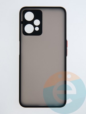 Накладка пластиковая с силиконовой окантовкой с защищенной камерой для Realme 9 Pro черная - фото 54493