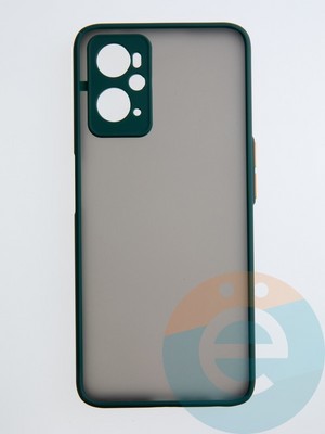 Накладка пластиковая с силиконовой окантовкой с защищенной камерой для Realme 9i зеленая - фото 54496