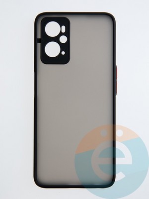 Накладка пластиковая с силиконовой окантовкой с защищенной камерой для Realme 9i черная - фото 54508