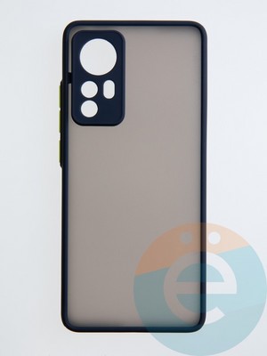 Накладка пластиковая с силиконовой окантовкой с защищенной камерой для Xiaomi Mi 12X синяя - фото 54517