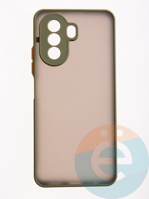 Накладка пластиковая с силиконовой окантовкой с защищенной камерой для Huawei Nova Y70 хаки - фото 54702