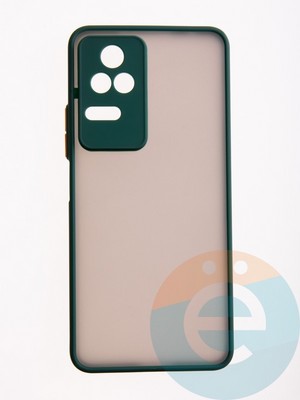 Накладка пластиковая с силиконовой окантовкой с защищенной камерой для Poco F4 зеленая - фото 54707