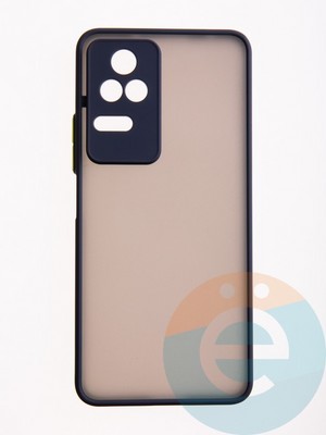 Накладка пластиковая с силиконовой окантовкой с защищенной камерой для Poco F4 синяя - фото 54712