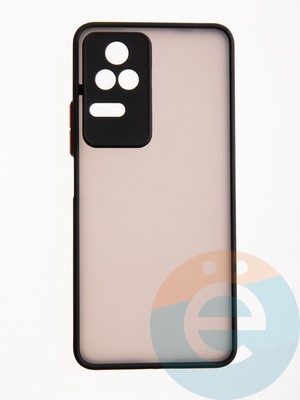 Накладка пластиковая с силиконовой окантовкой с защищенной камерой для Poco F4 черная - фото 54770