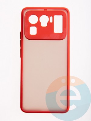 Накладка пластиковая с силиконовой окантовкой с защищенной камерой для Xiaomi Mi 11 Ultra красная - фото 54737