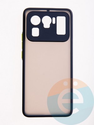 Накладка пластиковая с силиконовой окантовкой с защищенной камерой для Xiaomi Mi 11 Ultra синяя - фото 54739