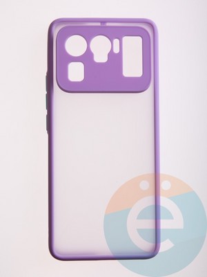 Накладка пластиковая с силиконовой окантовкой с защищенной камерой для Xiaomi Mi 11 Ultra сиреневая - фото 54741