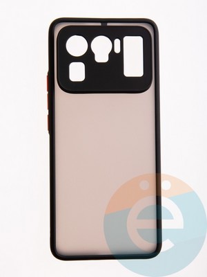 Накладка пластиковая с силиконовой окантовкой с защищенной камерой для Xiaomi Mi 11 Ultra черная - фото 54746