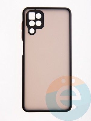 Накладка пластиковая с силиконовой окантовкой с защищенной камерой для Samsung Galaxy M12 черная - фото 54776