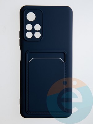 Накладка Soft touch с кармашком для Poco M4 Pro 5G синяя - фото 54983