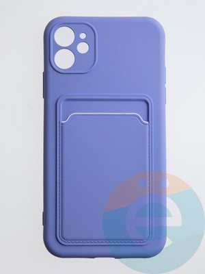 Накладка Soft touch с кармашком для Apple iPhone 11 сиреневая - фото 54987