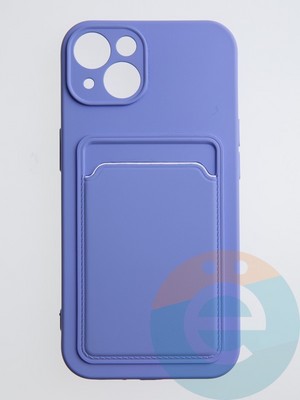 Накладка Soft touch с кармашком для Apple iPhone 13 сиреневая - фото 54993