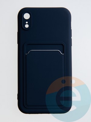 Накладка Soft touch с кармашком для Apple iPhone XR синяя - фото 55000