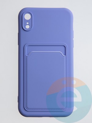 Накладка Soft touch с кармашком для Apple iPhone XR сиреневая - фото 55002